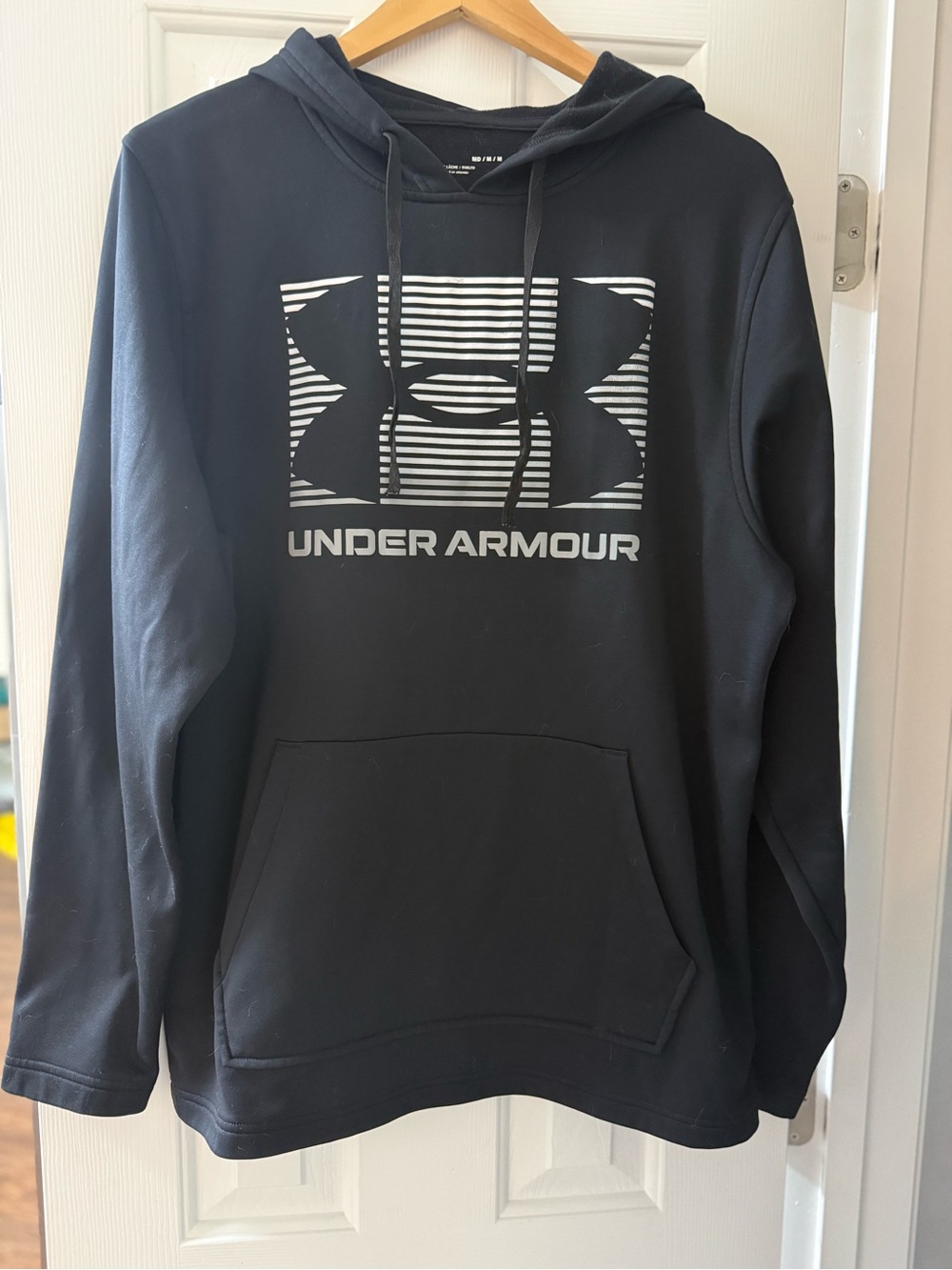 Under Armour Black Pullover Hoodie with Striped Logo